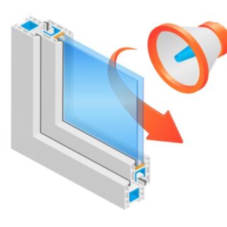 رسم توضيحي لنافذة مؤلفة من طبقتين من ألواح الزجاج العازل للصوت