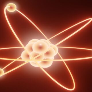 مجموعة من الكرات المضيئة وتدور حولها كرات مضيئة أصغر منها