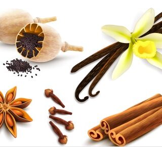 وردة صفراء اللون تتخللها شرائط سوداء. بجانبها قطع خشبية اسطوانية صغيرة بنية اللون