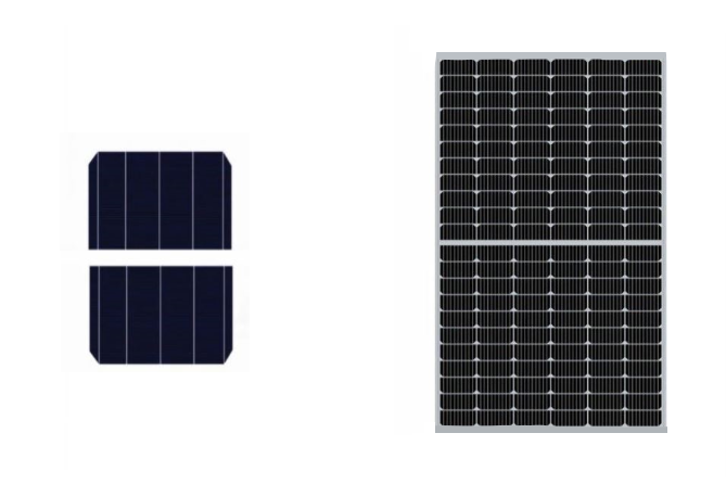 نصف خلية شمسية مع لوح شمسي بتقنية نصف الخلية الشمسية