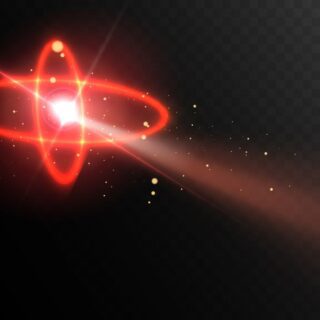 كتلة بيضاء متوهجة ويصدر عنها إشعاعين اهليليّجين حمراوان