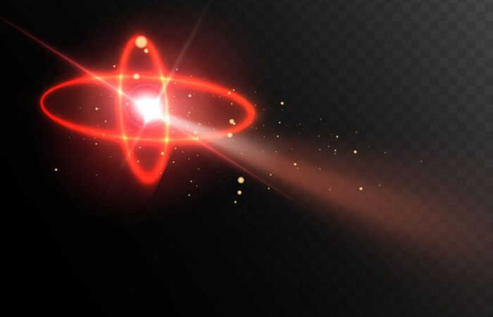 كتلة بيضاء متوهجة ويصدر عنها إشعاعين اهليليّجين حمراوان