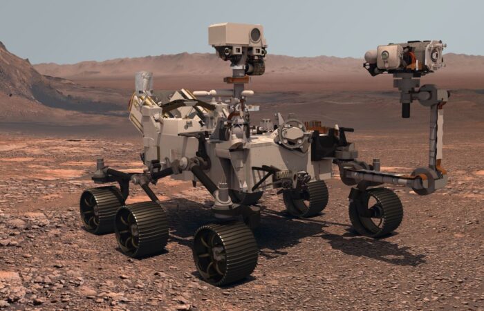 رسم توضيحي للمركبة الفضائية بيرسيفيرانس على سطح المريخ