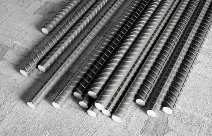 قضبان تسليح معدنية طويلة ومحلزنة