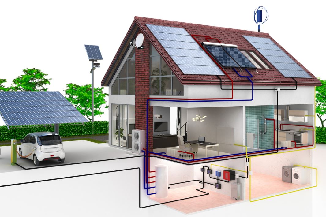 استخدامات الطاقة الشمسية في البيوت من أجل تسخين المياه وشحن السيارة الكهربائية