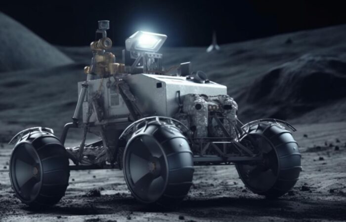 مركبة فضائية مكعبة على سطح كوكب