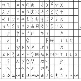 جدول يوضح شكل الخطوط الأبجدية عند كل حضارة