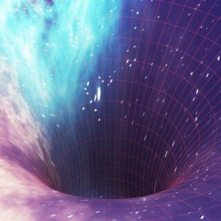 مجموعة من الخطوط الشبكية المنحنية نحو الأسفل والتي تشكل حفرة