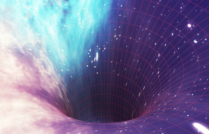 مجموعة من الخطوط الشبكية المنحنية نحو الأسفل والتي تشكل حفرة