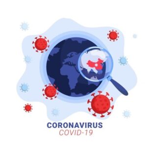 رسم توضيحي لفيروس كورونا وانتشاره حول العالم