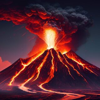 بركان ثائر ينفث الحمم البركانية