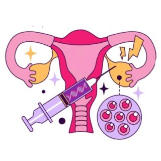 جهاز التكاثر الأنثوي وإبرة محقونة بالمبيض