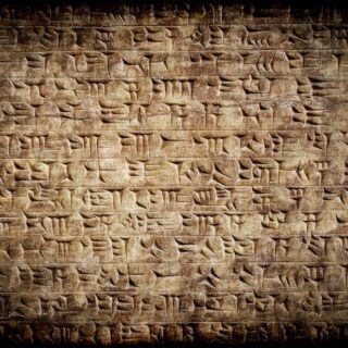 أحرف اللغة المسمارية منقوشة على حائط