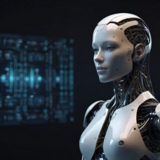 رسم ثلاثي الأبعاد لوجه رجل آلي