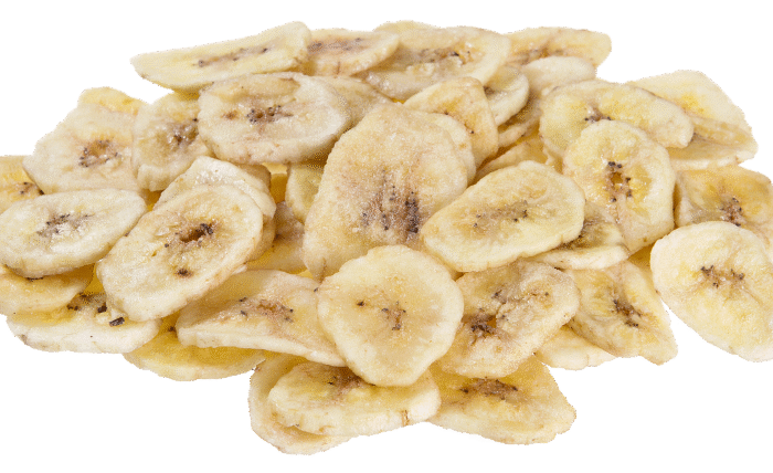 قطع دائرية رقيقة من الموز المجفف