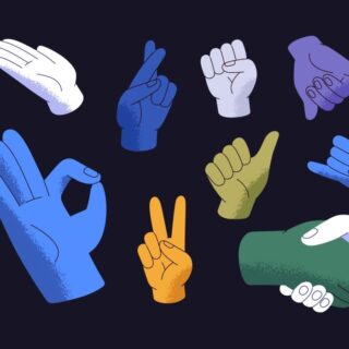 أيادي تقوم بعمل إشارات مختلفة لإظهار الأنواع المختلفة للغة الجسد